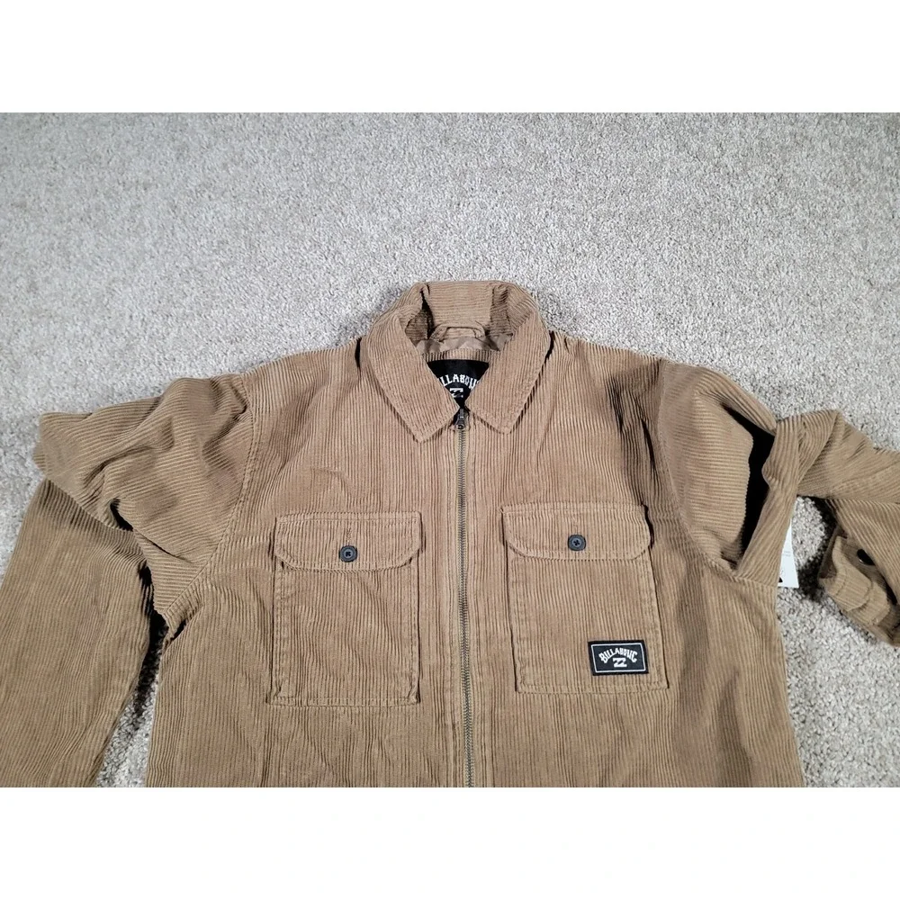 Billabong Corduroy Jacket Small Tan Mens Full Zip Skate Surf Pockets NWT $140